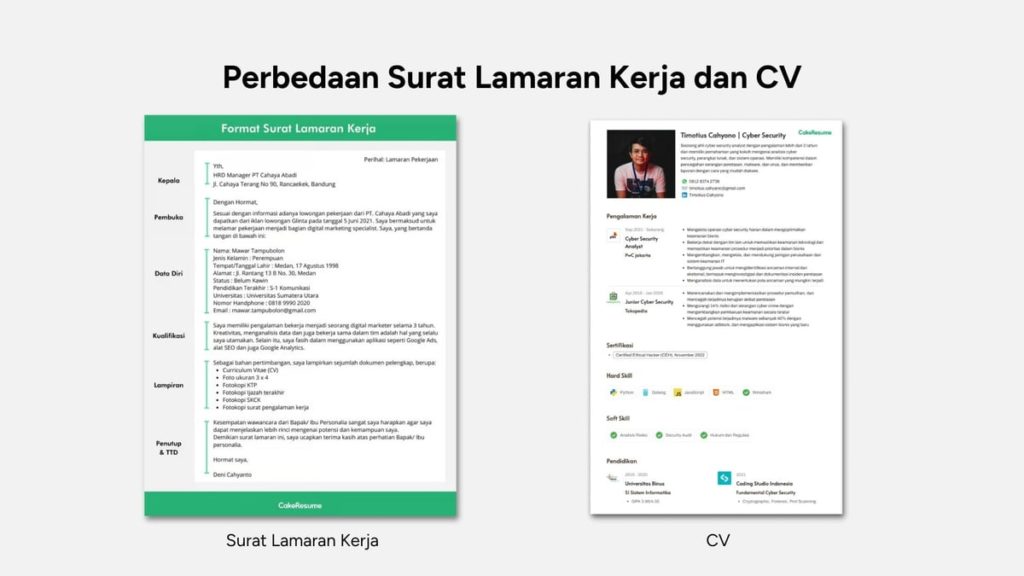 perbedaan surat lamaran dan cv illustration